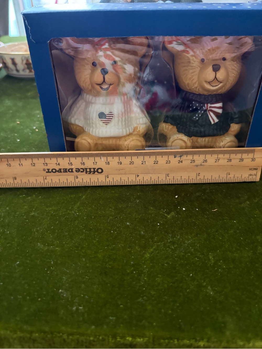 Dabney Lee Blue & White Teddy Bear Salt & Pepper Shaker Set - Picture 5 of 16